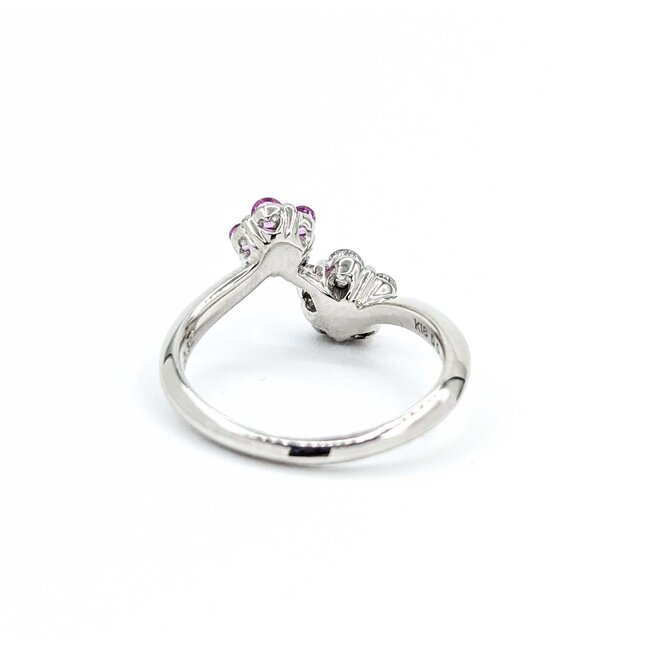 Ring Flowers 0.35ctw Round Diamonds .32ct Pink Sapphire 18kw 12mm sz5.5 3.36g 125030085