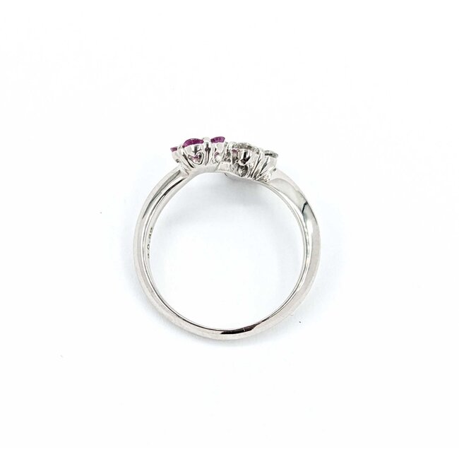 Ring Flowers 0.35ctw Round Diamonds .32ct Pink Sapphire 18kw 12mm sz5.5 3.36g 125030085