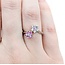 Ring Flowers 0.35ctw Round Diamonds .32ct Pink Sapphire 18kw 12mm sz5.5 3.36g 125030085