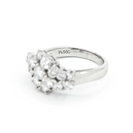 Ring Cluster 0.97ctw Round Diamonds 900pt 10.5mm sz7 5.71g 125030074