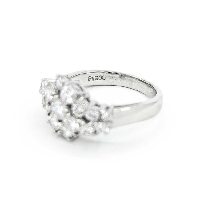 Ring Cluster 0.97ctw Round Diamonds 900pt 10.5mm sz7 5.71g 125030074