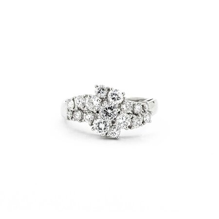 Ring Cluster 0.97ctw Round Diamonds 900pt 10.5mm sz7 5.71g 125030074