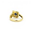 Ring Floral Shape 0.29ctw Round & Baguette Diamonds .69ct Blue Sapphire 18ky sz6 6.02g 125030093