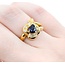 Ring Floral Shape 0.29ctw Round & Baguette Diamonds .69ct Blue Sapphire 18ky sz6 6.02g 125030093