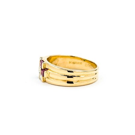 Ring 3-Row 0.30ctw Baguette Diamonds .30ctw Ruby .20ctw Emerald 18ky 6.8mm sz6 5.51g 125030076