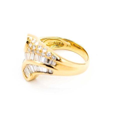 Ring Channel Set & Pave 1.78ctw Round & Baguette Diamonds 18ky 16mm sz7.25 9.05g 125030090