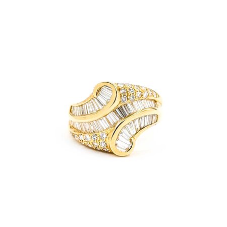 Ring Channel Set & Pave 1.78ctw Round & Baguette Diamonds 18ky 16mm sz7.25 9.05g 125030090