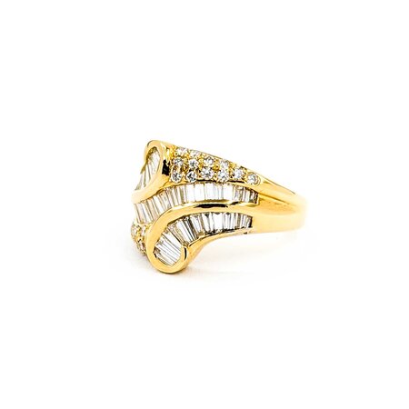 Ring Channel Set & Pave 1.78ctw Round & Baguette Diamonds 18ky 16mm sz7.25 9.05g 125030090