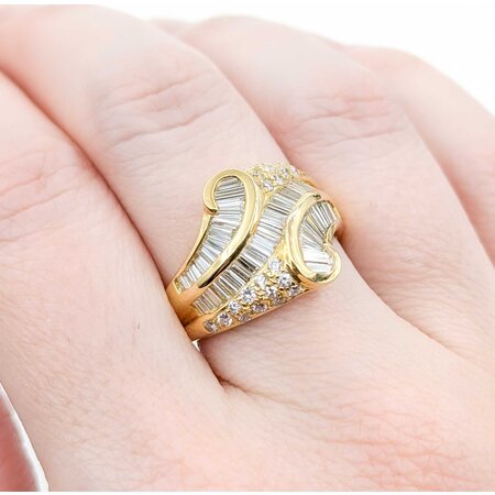 Ring Channel Set & Pave 1.78ctw Round & Baguette Diamonds 18ky 16mm sz7.25 9.05g 125030090
