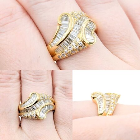 Ring Channel Set & Pave 1.78ctw Round & Baguette Diamonds 18ky 16mm sz7.25 9.05g 125030090
