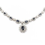  Necklace 4.25ctw Round Diamonds 4.00ctw Sapphires 14kw 17" 29.63g 225030053
