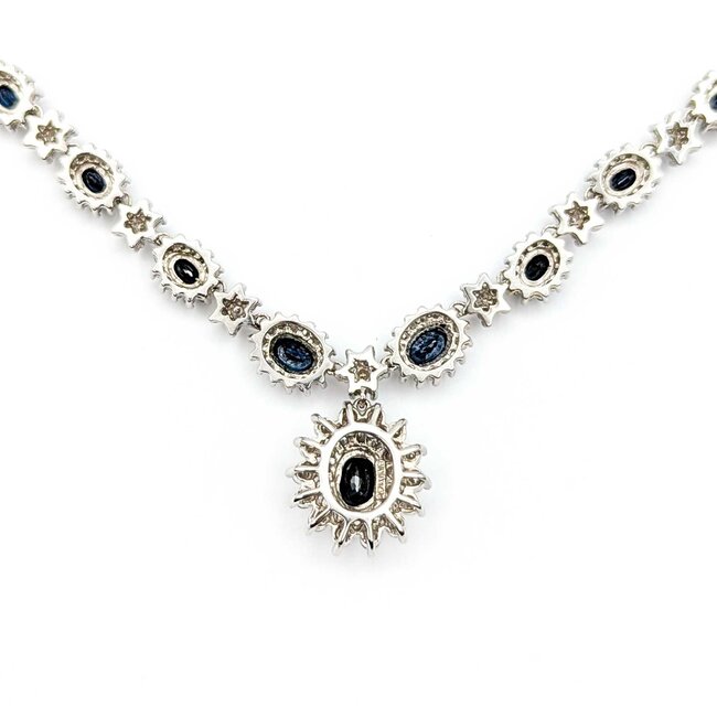 Necklace 4.25ctw Round Diamonds 4.00ctw Sapphires 14kw 17" 29.63g 225030053