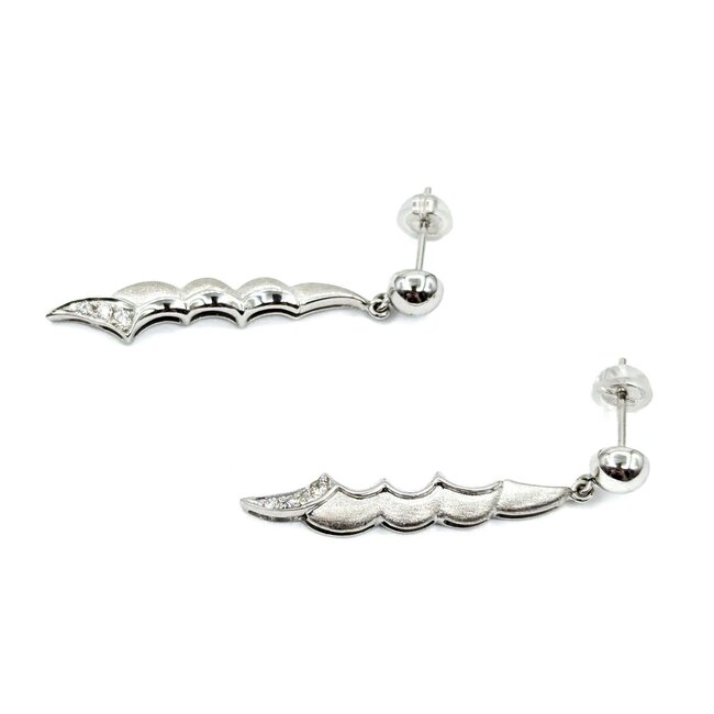 Earrings Dangle .10ctw Round Diamonds 18kw 1.5x.25" 6.15g 125030108