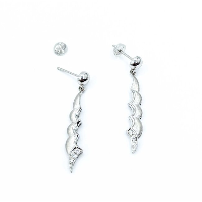 Earrings Dangle .10ctw Round Diamonds 18kw 1.5x.25" 6.15g 125030108