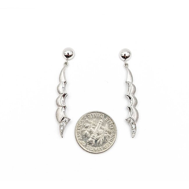 Earrings Dangle .10ctw Round Diamonds 18kw 1.5x.25" 6.15g 125030108