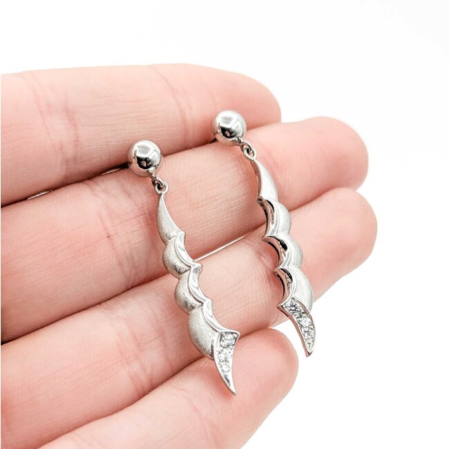 Earrings Dangle .10ctw Round Diamonds 18kw 1.5x.25" 6.15g 125030108