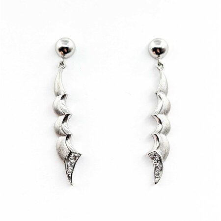 Earrings Dangle .10ctw Round Diamonds 18kw 1.5x.25" 6.15g 125030108