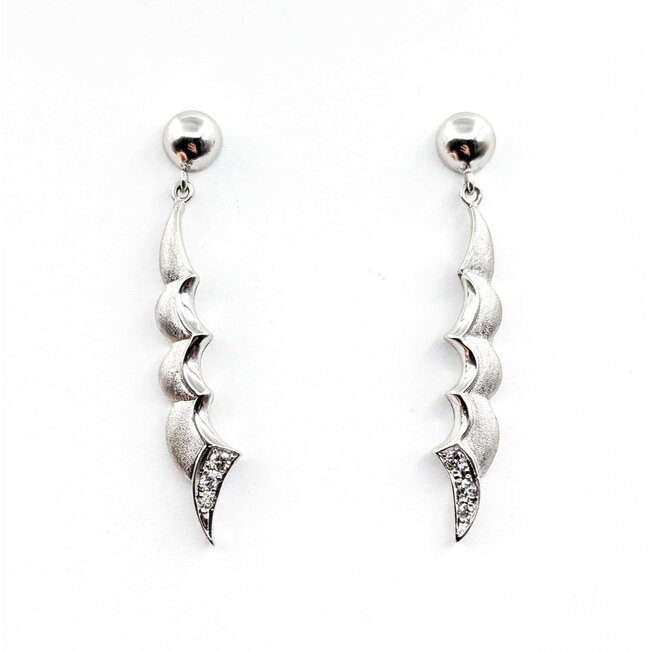 Earrings Dangle .10ctw Round Diamonds 18kw 1.5x.25" 6.15g 125030108