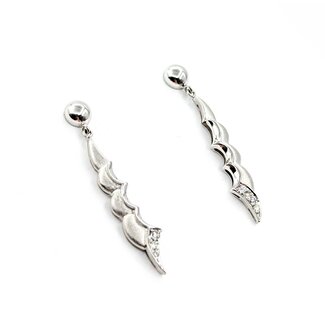 Earrings Dangle .10ctw Round Diamonds 18kw 1.5x.25" 6.15g 125030108