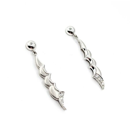 Earrings Dangle .10ctw Round Diamonds 18kw 1.5x.25" 6.15g 125030108