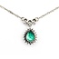Necklace Drop .33ctw Round Diamonds .70ct Emerald 850pt 1.4mm 17" 3.93g 125030064