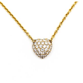 Necklace Heart Link 1.6mm .84ctw Round Diamonds 18ky 15-16" 5.6g 125030023