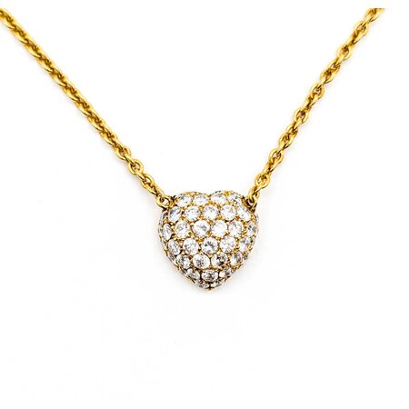 Necklace Heart Link 1.6mm .84ctw Round Diamonds 18ky 15-16" 5.6g 125030023