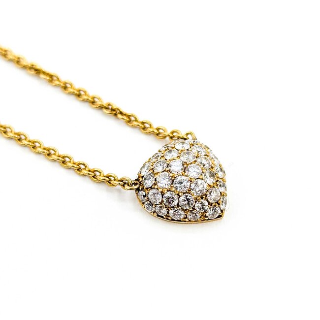 Necklace Heart Link 1.6mm .84ctw Round Diamonds 18ky 15-16" 5.6g 125030023