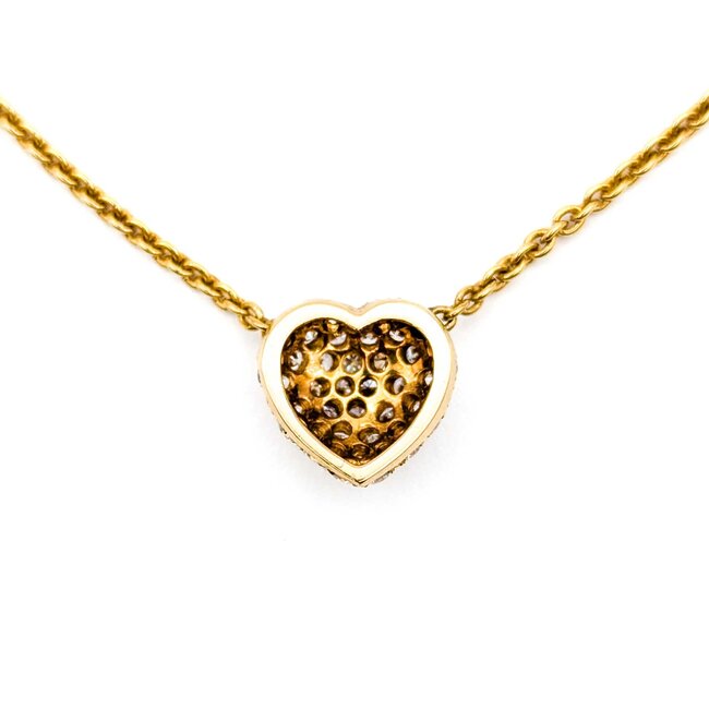 Necklace Heart Link 1.6mm .84ctw Round Diamonds 18ky 15-16" 5.6g 125030023