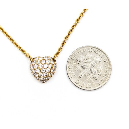 Necklace Heart Link 1.6mm .84ctw Round Diamonds 18ky 15-16" 5.6g 125030023