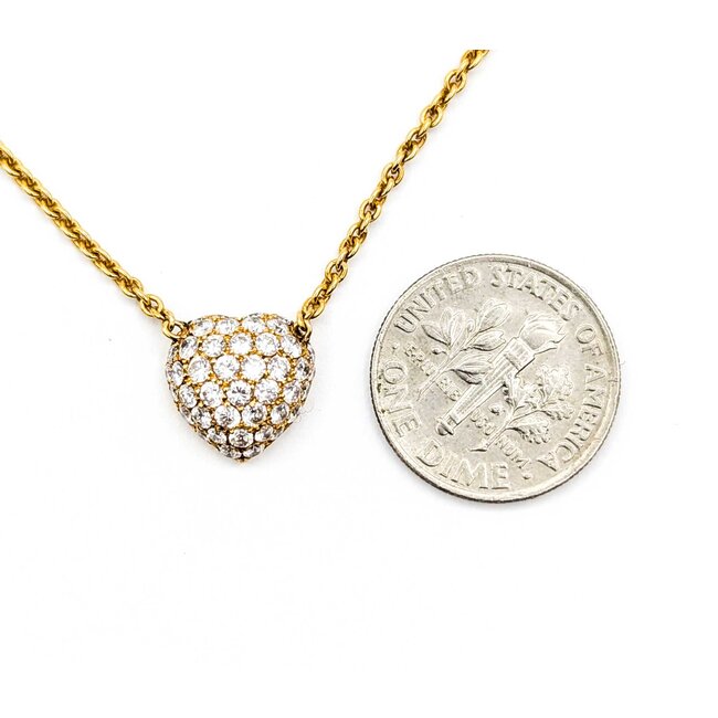 Necklace Heart Link 1.6mm .84ctw Round Diamonds 18ky 15-16" 5.6g 125030023