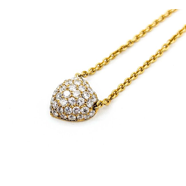Necklace Heart Link 1.6mm .84ctw Round Diamonds 18ky 15-16" 5.6g 125030023