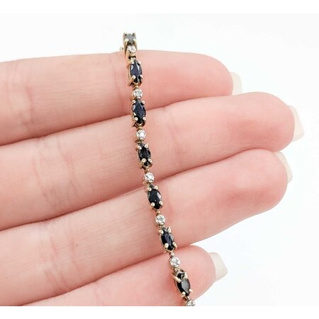 Bracelet .10ctw Round Diamonds 2.10ctw Sapphires 10ky 7.25" 7.29g 225030068