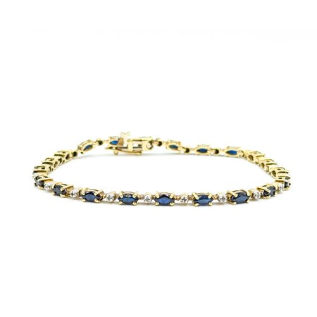 Bracelet .10ctw Round Diamonds 2.10ctw Sapphires 10ky 7.25" 7.29g 225030068