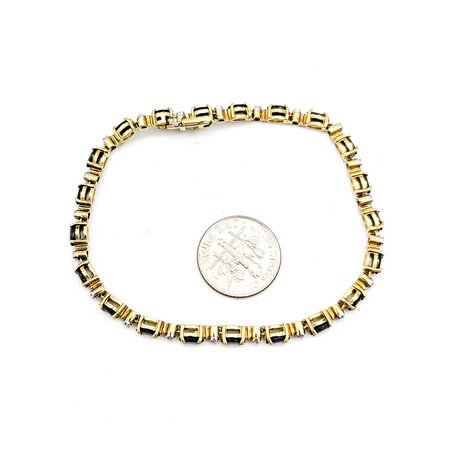 Bracelet .10ctw Round Diamonds 2.10ctw Sapphires 10ky 7.25" 7.29g 225030068