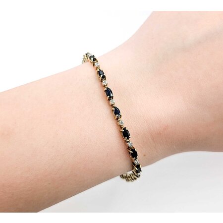 Bracelet .10ctw Round Diamonds 2.10ctw Sapphires 10ky 7.25" 7.29g 225030068