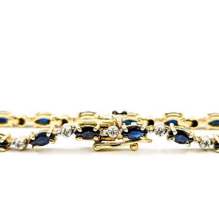 Bracelet .10ctw Round Diamonds 2.10ctw Sapphires 10ky 7.25" 7.29g 225030068