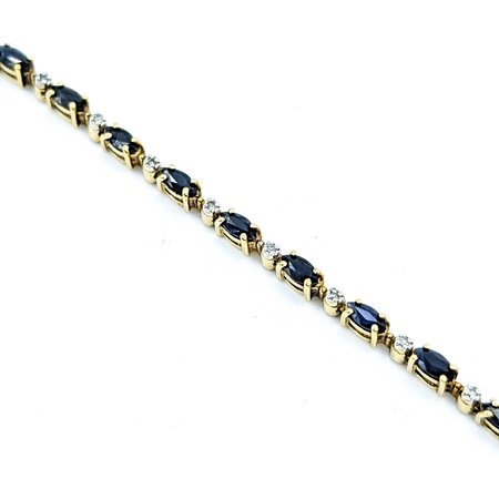 Bracelet .10ctw Round Diamonds 2.10ctw Sapphires 10ky 7.25" 7.29g 225030068
