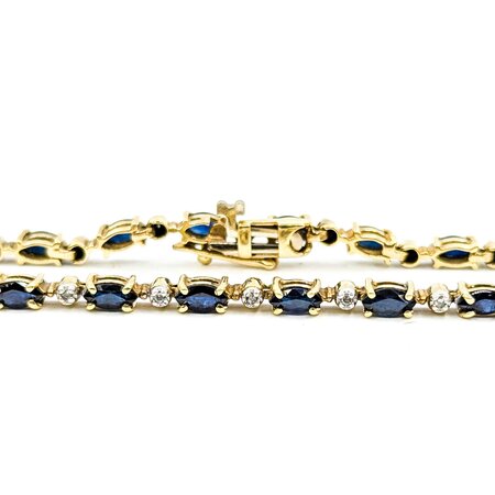 Bracelet .10ctw Round Diamonds 2.10ctw Sapphires 10ky 7.25" 7.29g 225030068