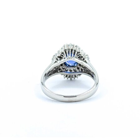 Ring Cocktail 0.59ctw Round & Baguette Diamonds 2.06ct Sapphire 900pt 15x14mm sz7 7.67g 125030071