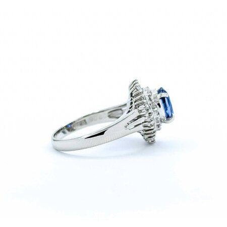 Ring Cocktail 0.59ctw Round & Baguette Diamonds 2.06ct Sapphire 900pt 15x14mm sz7 7.67g 125030071