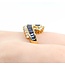 Ring Bi-Pass 0.50ctw Round Diamonds 1.49ct Blue Sapphire 18ky 14mm sz6.5 6.23g 125030070