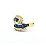 Ring Bi-Pass 0.50ctw Round Diamonds 1.49ct Blue Sapphire 18ky 14mm sz6.5 6.23g 125030070