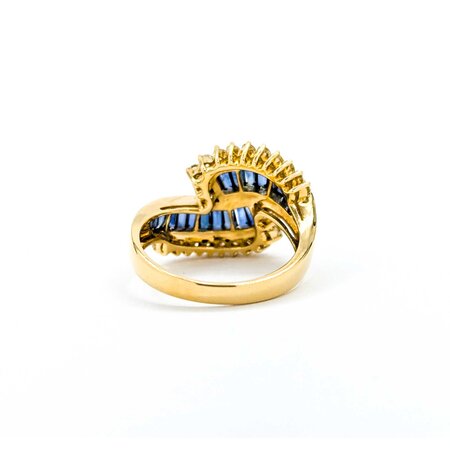 Ring Bi-Pass 0.50ctw Round Diamonds 1.49ct Blue Sapphire 18ky 14mm sz6.5 6.23g 125030070