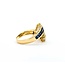 Ring Bi-Pass 0.50ctw Round Diamonds 1.49ct Blue Sapphire 18ky 14mm sz6.5 6.23g 125030070