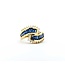 Ring Bi-Pass 0.50ctw Round Diamonds 1.49ct Blue Sapphire 18ky 14mm sz6.5 6.23g 125030070