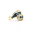 Ring Bi-Pass 0.50ctw Round Diamonds 1.49ct Blue Sapphire 18ky 14mm sz6.5 6.23g 125030070