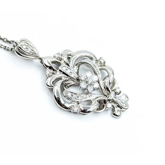 Pendant Bouquet 1.5x.9" .50ctw Round Diamonds 900pt 1.4mm 16" 14.76g 125030080