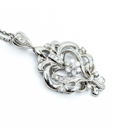 Pendant Bouquet 1.5x.9" .50ctw Round Diamonds 900pt 1.4mm 16" 14.76g 125030080