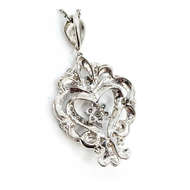Pendant Bouquet 1.5x.9" .50ctw Round Diamonds 900pt 1.4mm 16" 14.76g 125030080